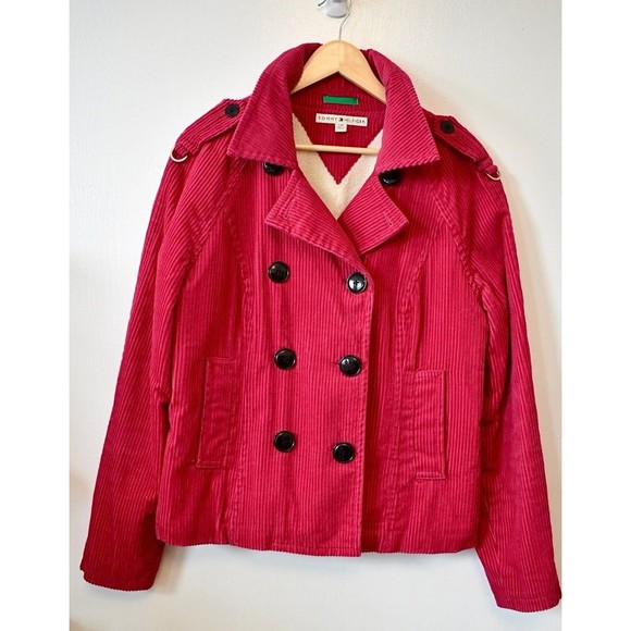Tommy Hilfiger Jackets & Blazers - Vintage Tommy Hilfiger pink corduroy jacket peacoat shacket fleece sherpa lining